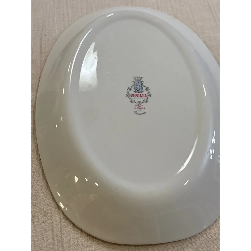 Pontesa Chinamoda Vintage Ironstone Oval Floral Serving Platter Made in Spain